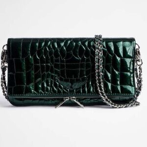 ‼️RARE‼️🎸ZADIG & VOLTAIRE🎸🔥NWT🔥ROCK WAVE PATENT CROCO QUILTED BAG in Green
